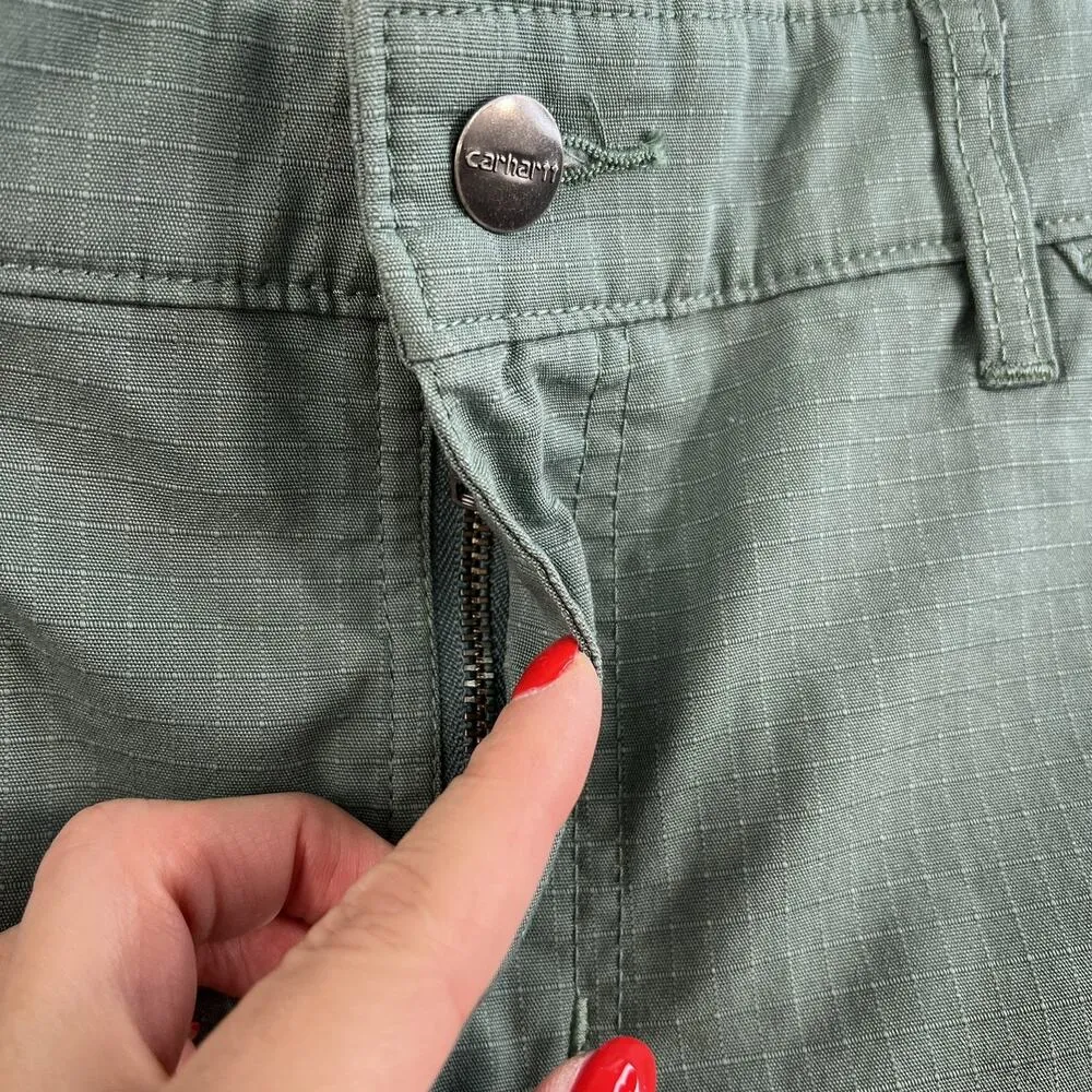 Carhartt Women's 14 Shorts 104213 MKG Musk Green 9" Ripstop Rugged Flex 5 Pocket - Image 6