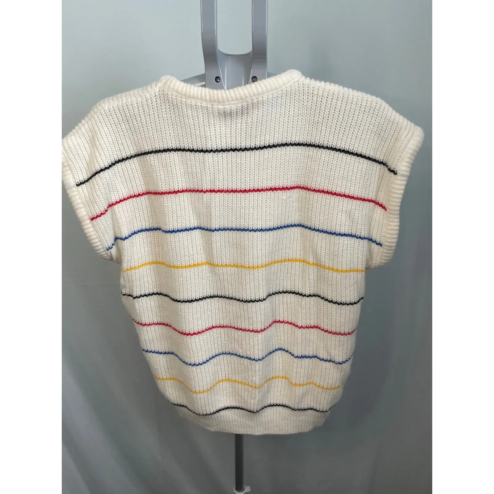 Golden Wings Striped Sweater Vest Sleeveless Knit Top Vintage 100%‎ Acrylic B11 Size L - Image 4