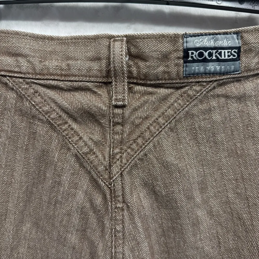 Vintage 80s 90s Y2K Rockies Jeanswear Brown Herringbone Bareback Denim Pants Size 12 - Image 4