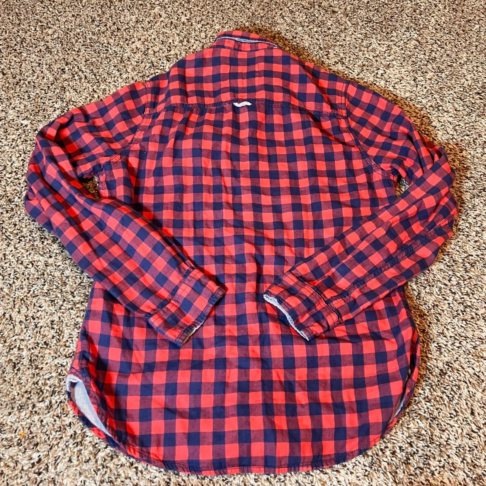 Abercrombie & Fitch Flannel Shirt Plaid‎ Button Down Long Sleeve Red Blue S - Image 5