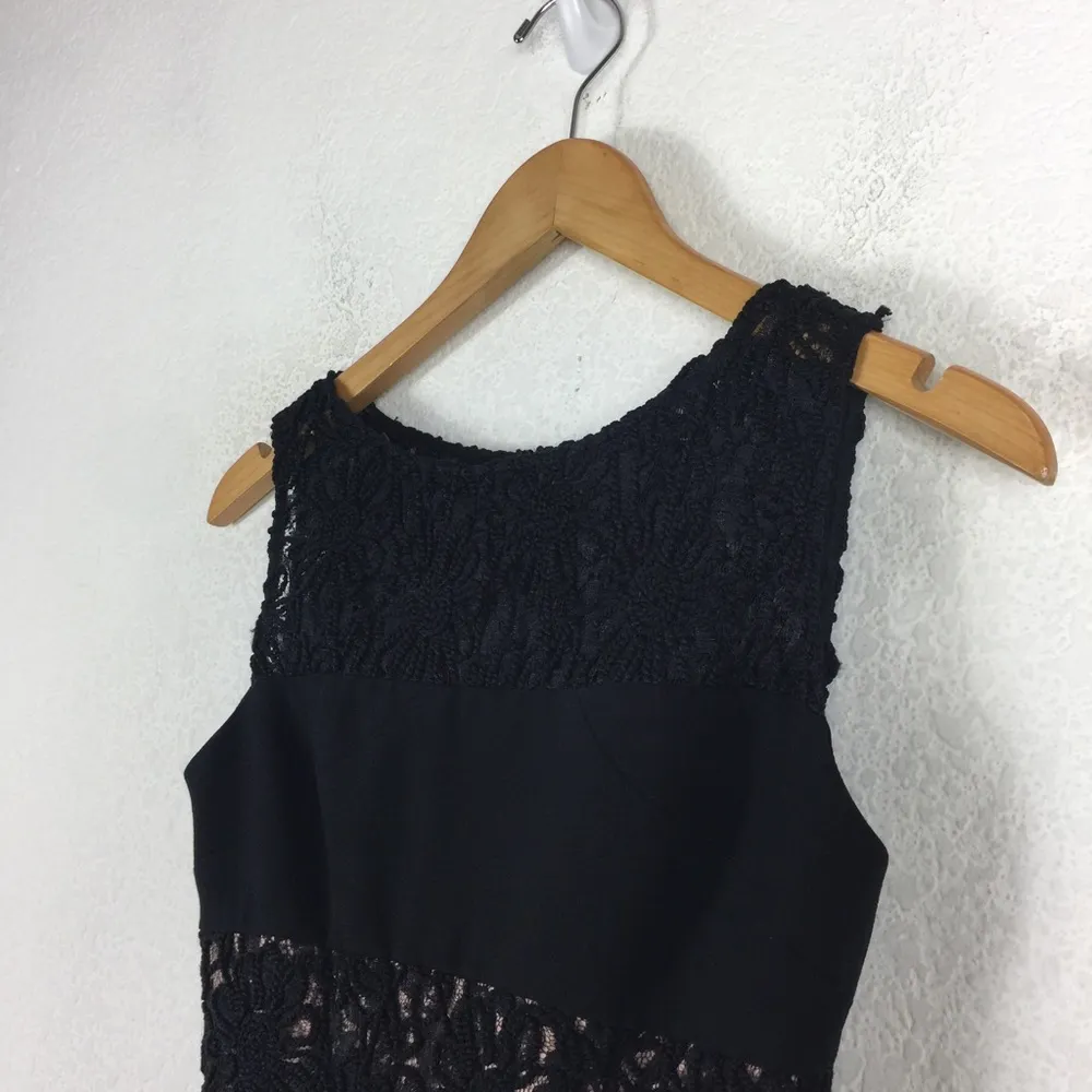 Black Halo Wyatt Black Lace Embroidered Sheath Midi Dress Size 0 - Image 8