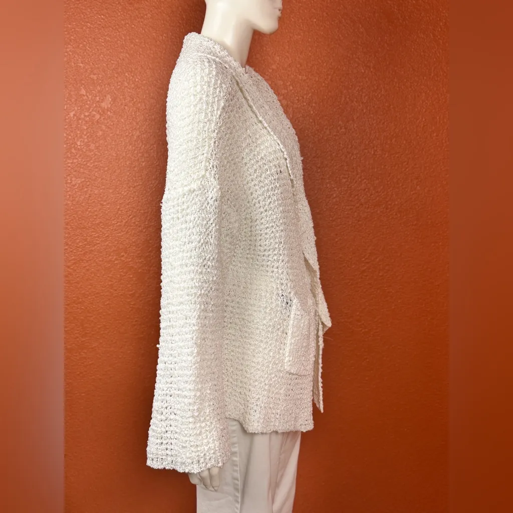 POL - Ivory/Oatmeal Loose Weave Cozy Cardigan Size Medium - Image 3