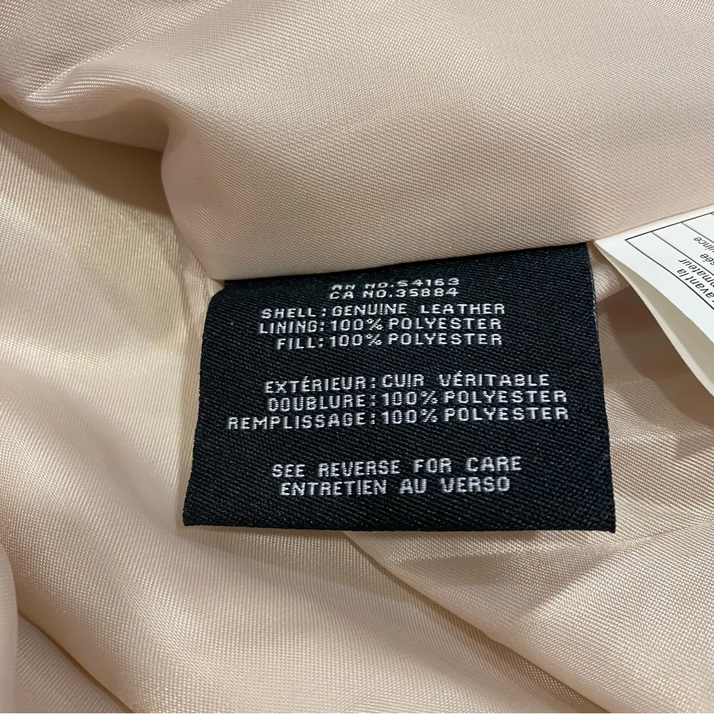 🌟COLE HAAN🌟 QUILTED JEWEL NECK ZIP UP LEATHER JACKET PINK SZ S - Image 10