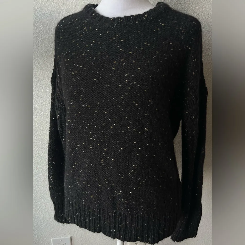 Sandro Black and Gold Speckled Crew Neck Sweater - Image 7