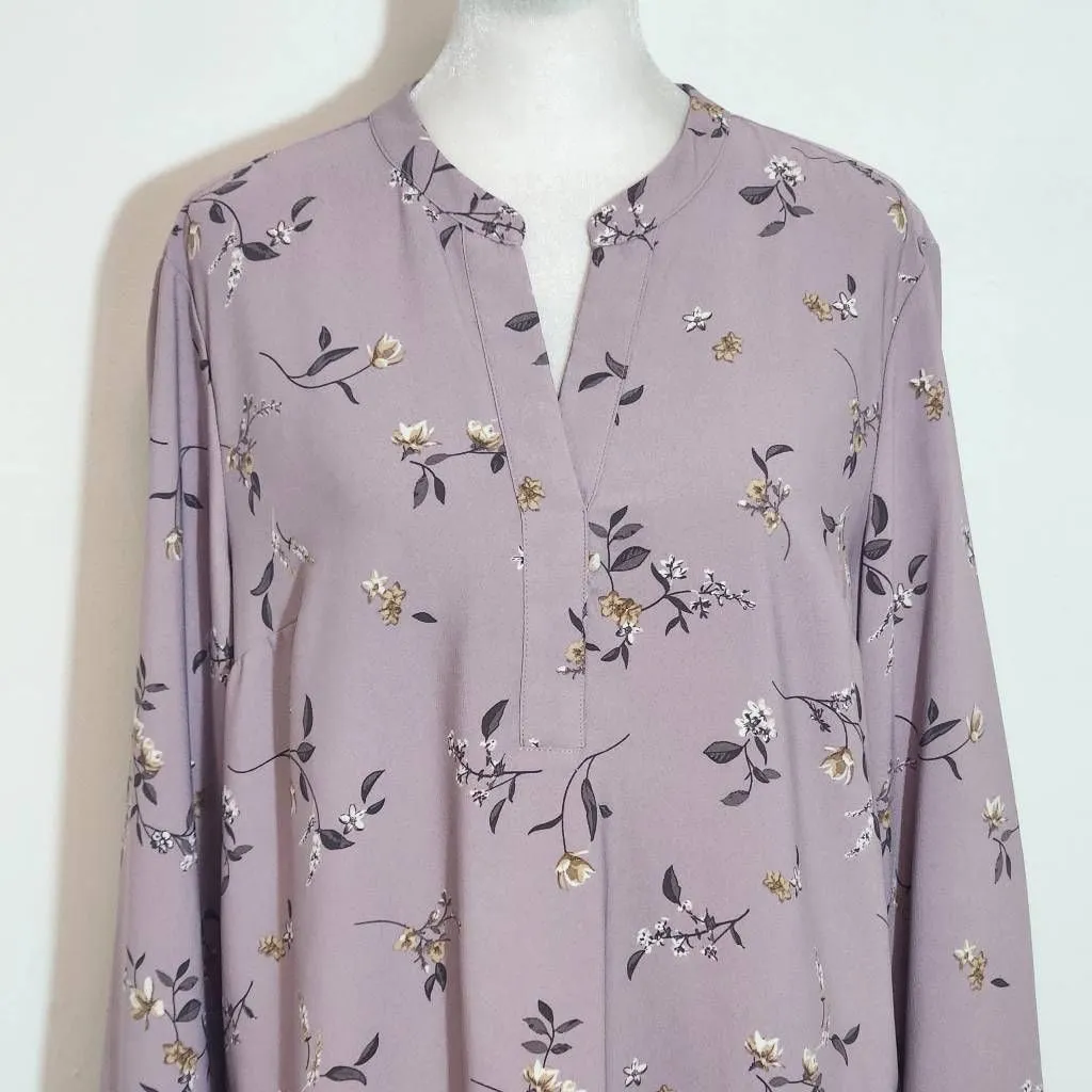 Hilary Radley Light Purple Floral Blouse Size Medium Mauve Floral Top - Image 3