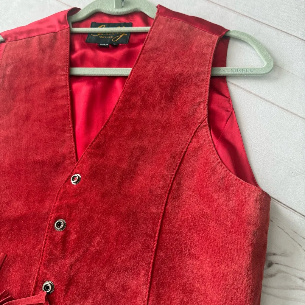 Scullly Red Genuine Leather Fringe Vest Coachella, Cowgirl, Rodeo Women’s 10 - Image 13