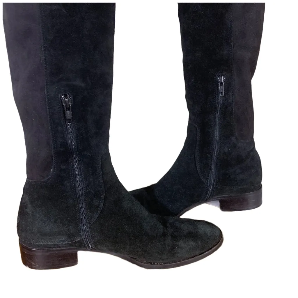 ALCHIMIA DI BALLIN BLACK SUEDE OVER THE KNEE LOW HEEL BOOTS (37.5) Size 6.5 - Image 7