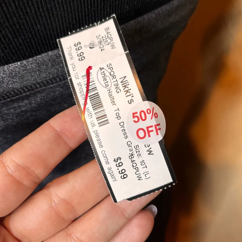 ATHLETA  Modra Halter Yoga Dress Size 10T Charcoal Heather Versatile Sporty - Image 5