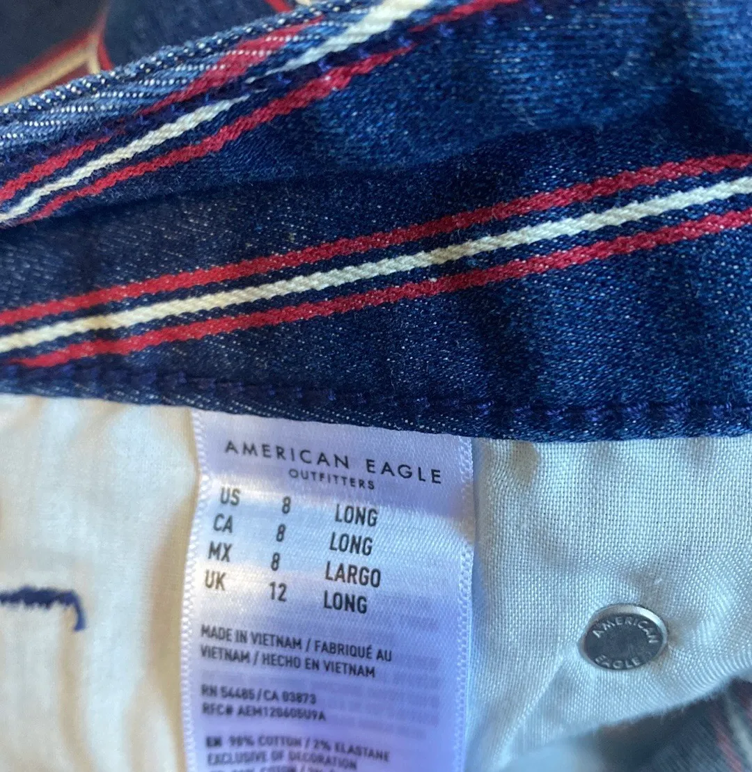 Blue Jean Skirt Red and White Striped size 8 Long - Image 6