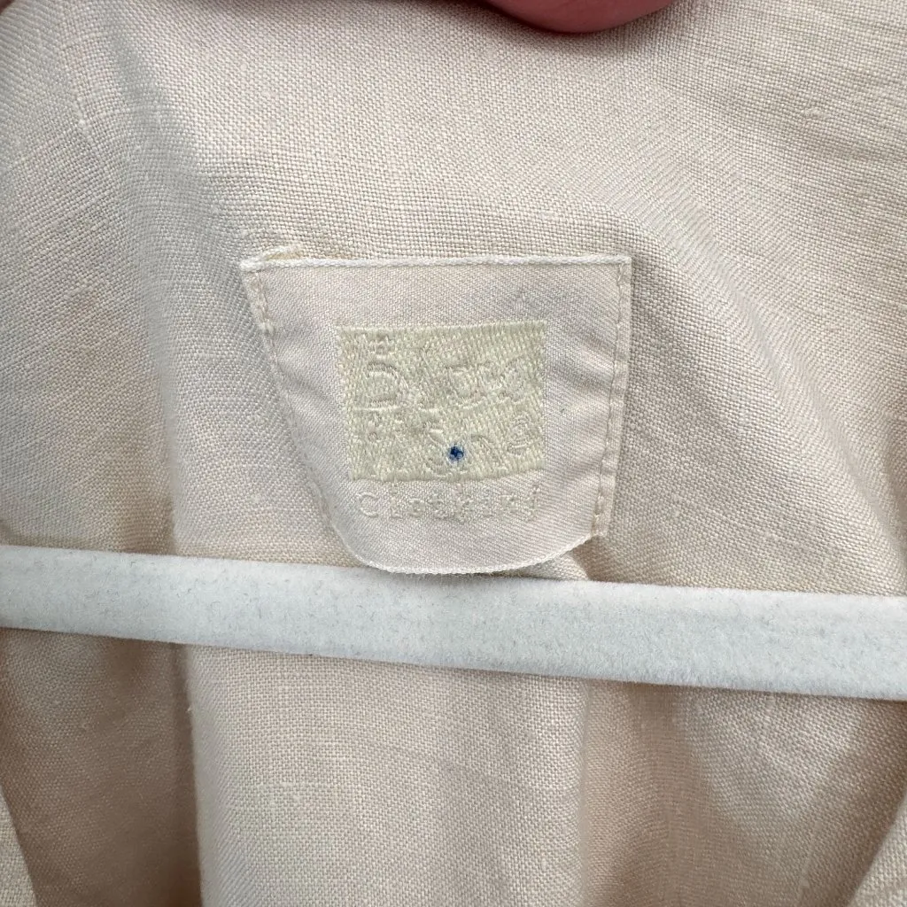 Blue Fish VTG 1999 Maxi Dress Womens XL Tan‎ Linen Coffee Tea Pot Print Pocket Tan - Image 3