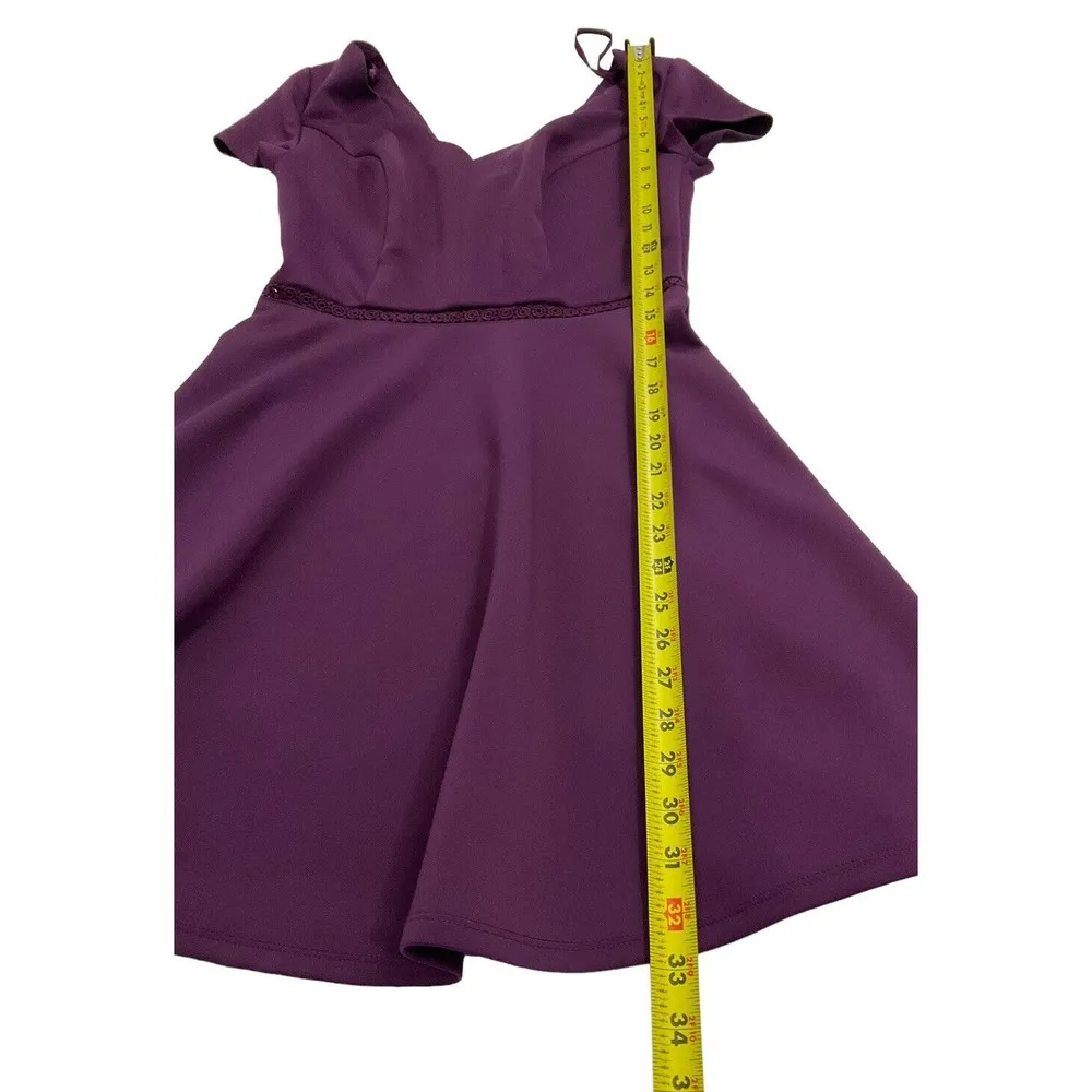 City Studios Juniors Short Sleeve Fit Flare Dress Purple Size 5 #3.. - Image 6