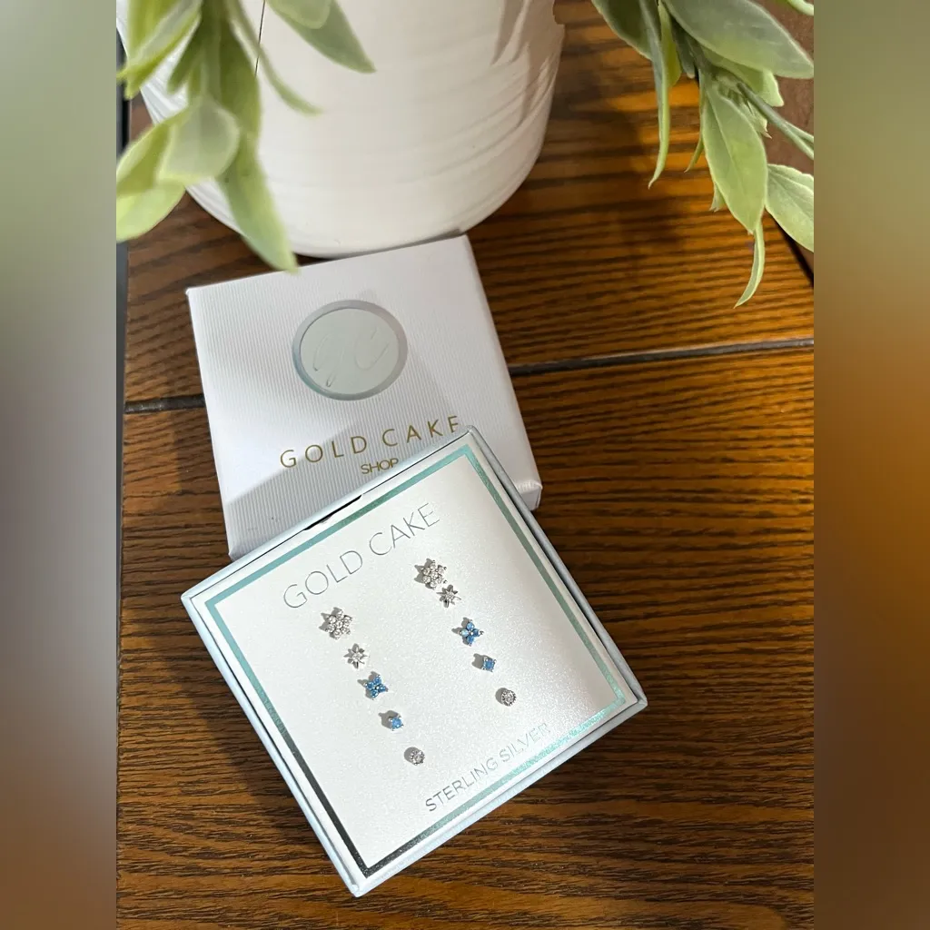 Gold Cake Shop Sterling Silver Earrings Set of 5 - Image 2