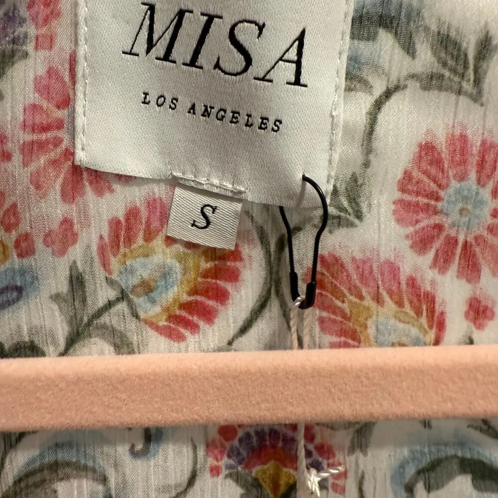 MISA Los Angeles Amata Pink Peasant Bohemian Cottage Dress NWT S $390 - Image 2