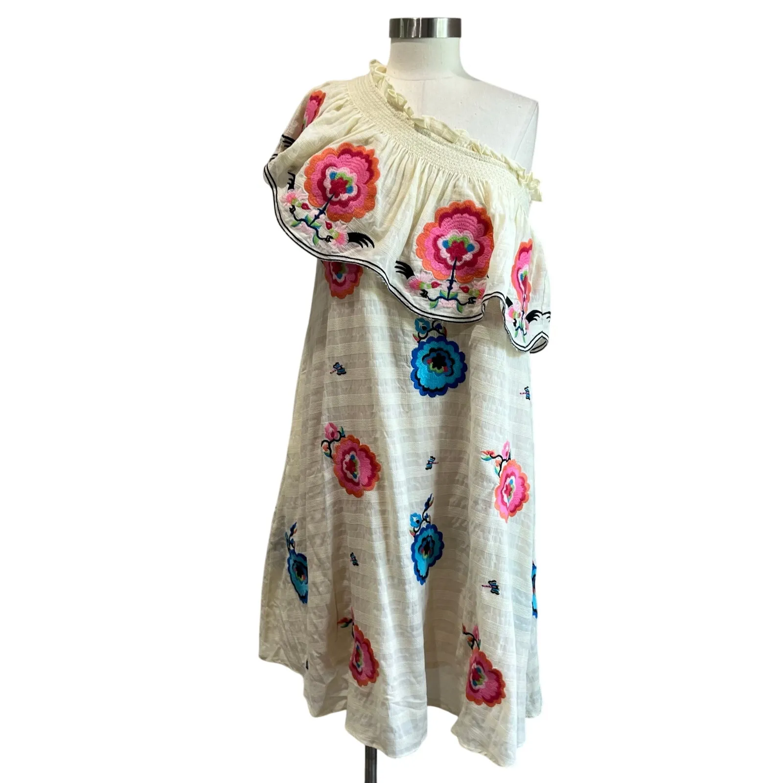 Plenty by Tracy Reese Embroidered Floral One-Shoulder Maxi Dress Sz Small Petite - Image 2