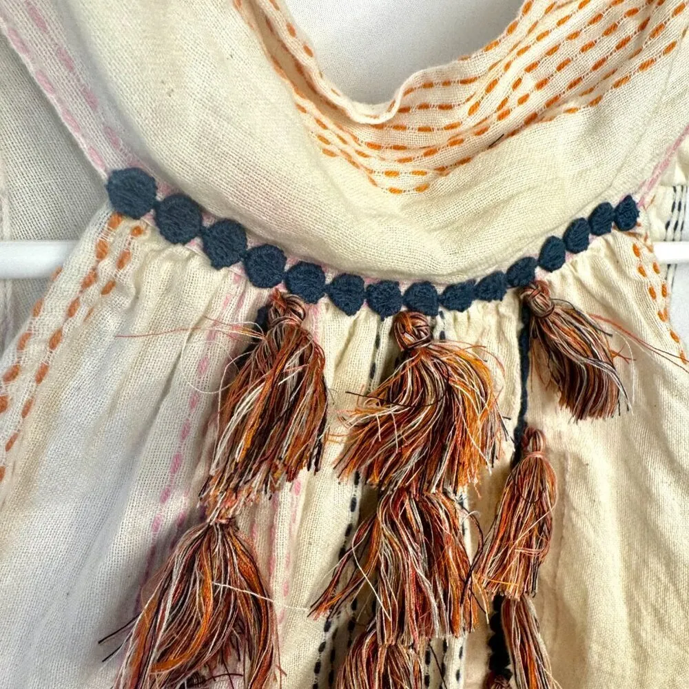 THML Embroidered Tassel Front Button & Tie Back Top Size Small - Image 2