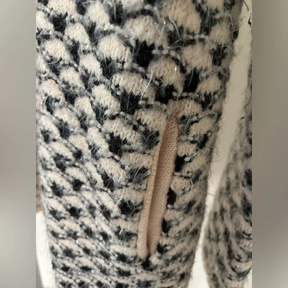 Patterned Knit Cardigan Black Size M - Image 4