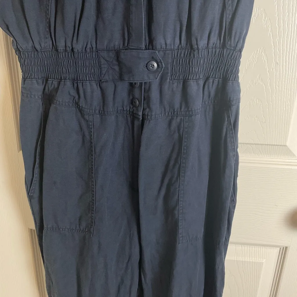 Joie Women's Navy Jumpsuit linen blend size large - Image 9
