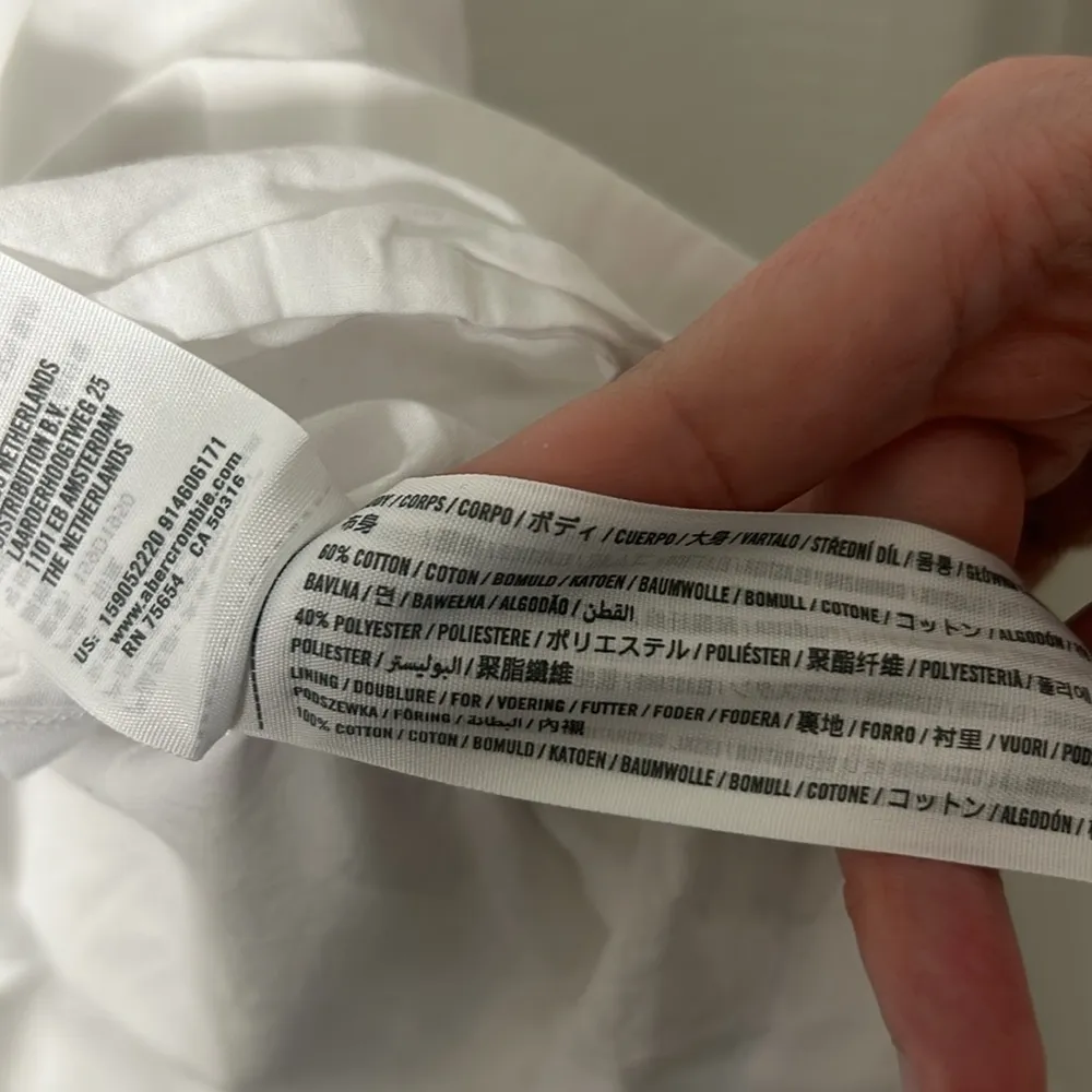 Abercrombie Smocked White Mini Dress Babydoll Square Neck Puff Sleeves Pockets - Image 4