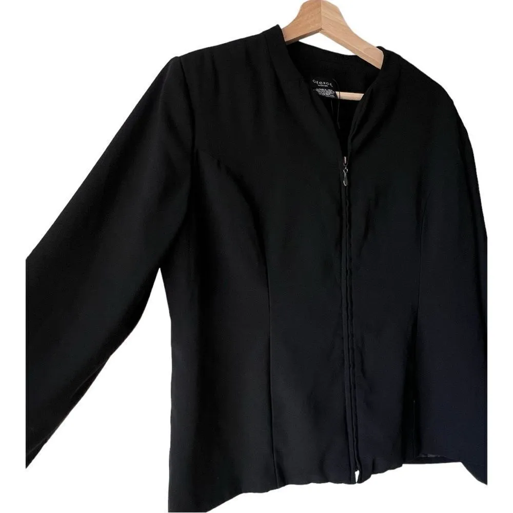 Women's Plus jacket black solid George front zip up sweater cardigan size 16W. - Image 5