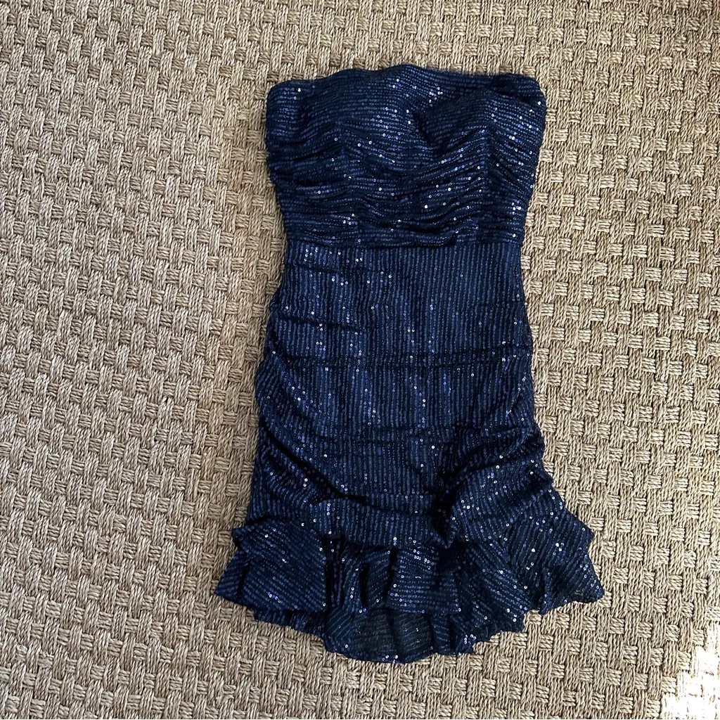 Elegant Navy Blue Strapless Dress size 8 NWT - Image 6