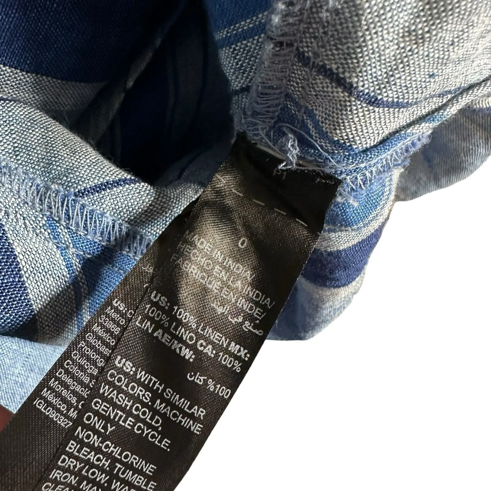 Black Label Chicos 0 Linen Top Women S Blue‎ Striped Asymmetric Coastal Resort - Image 5