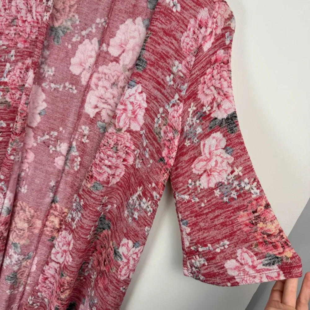 Torrid Kimono Hi Low Duster Pink Floral Print Sz M/L - Image 8