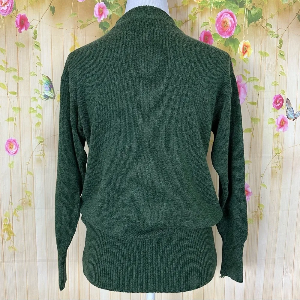 LIZ CLAIBORNE Vintage Green Paisley Sweater Size S - Image 2