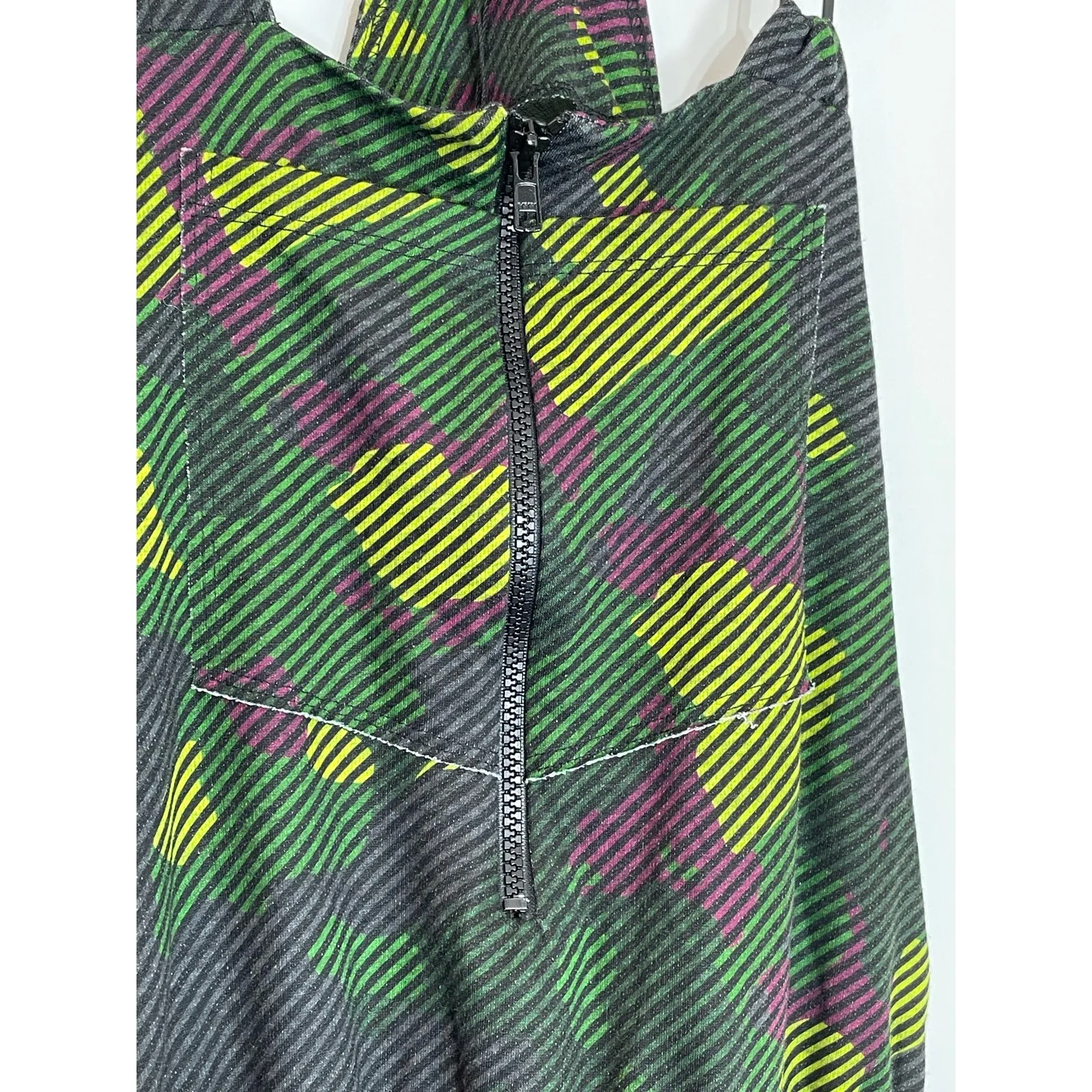 Terez Overall Jumpsuit Small Green Digital Camo Front Zip Gymnastics Athletic - Image 6