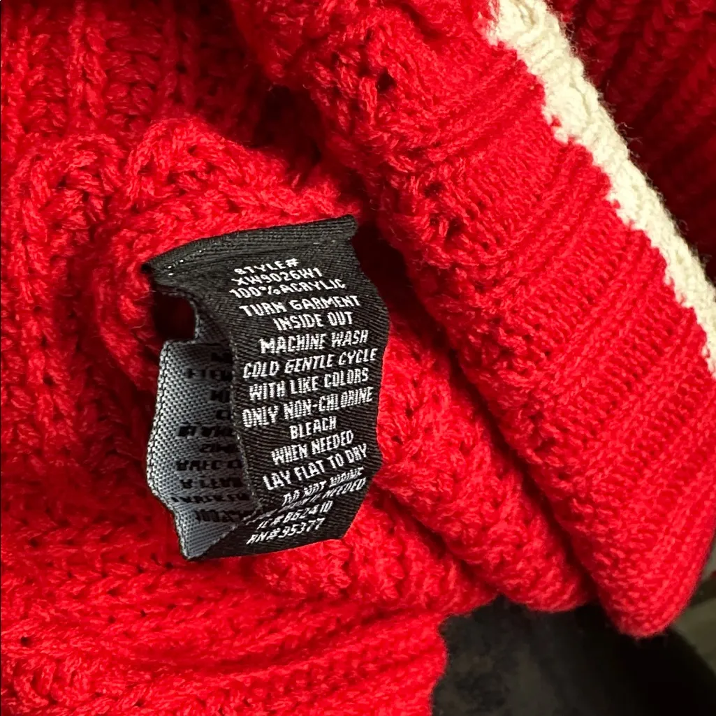 Red Half-Zip Sweater with White Trim - Image 4