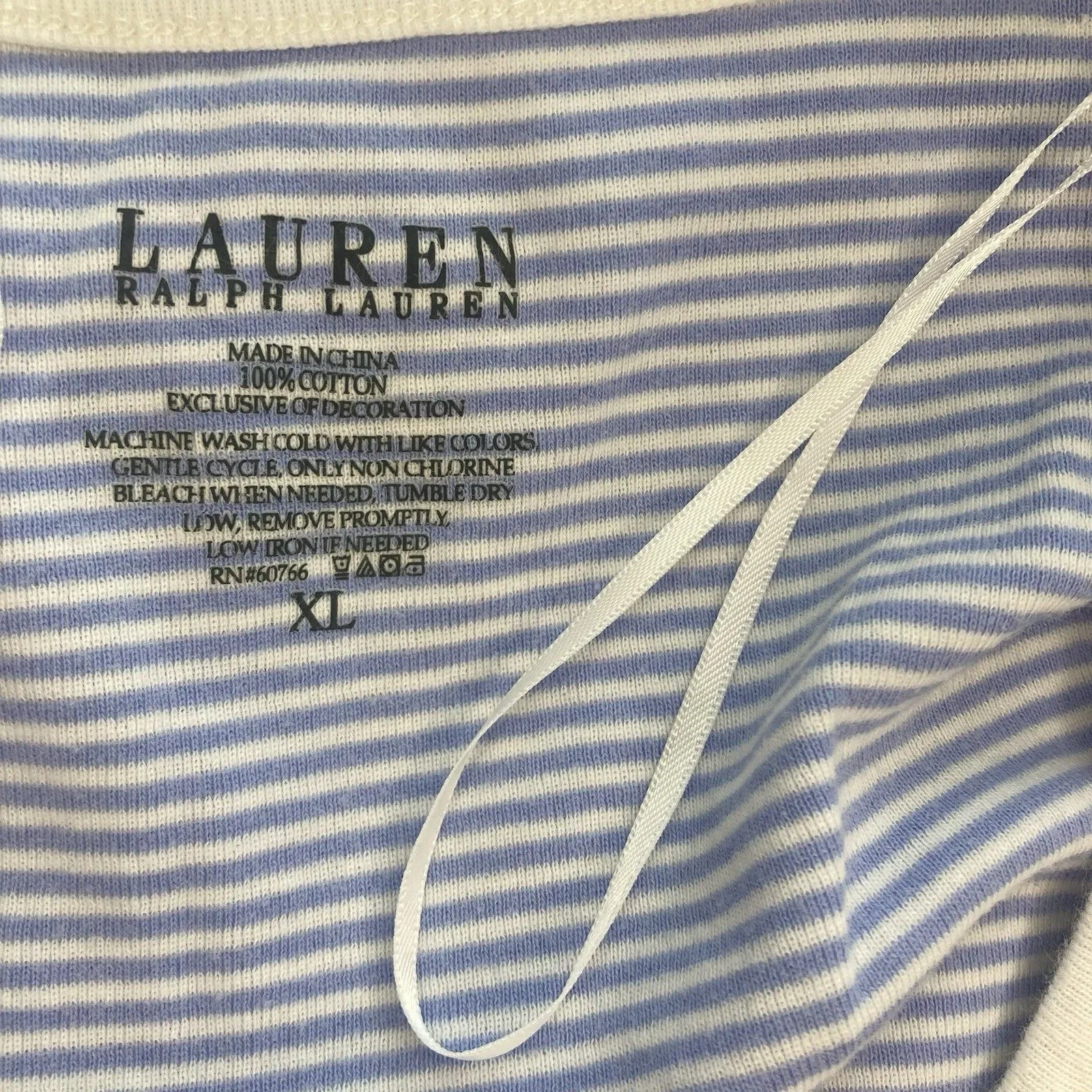 Lauren Ralph Lauren Womens XL Pajama Short Set Stripes Monogram Blue White - Image 5