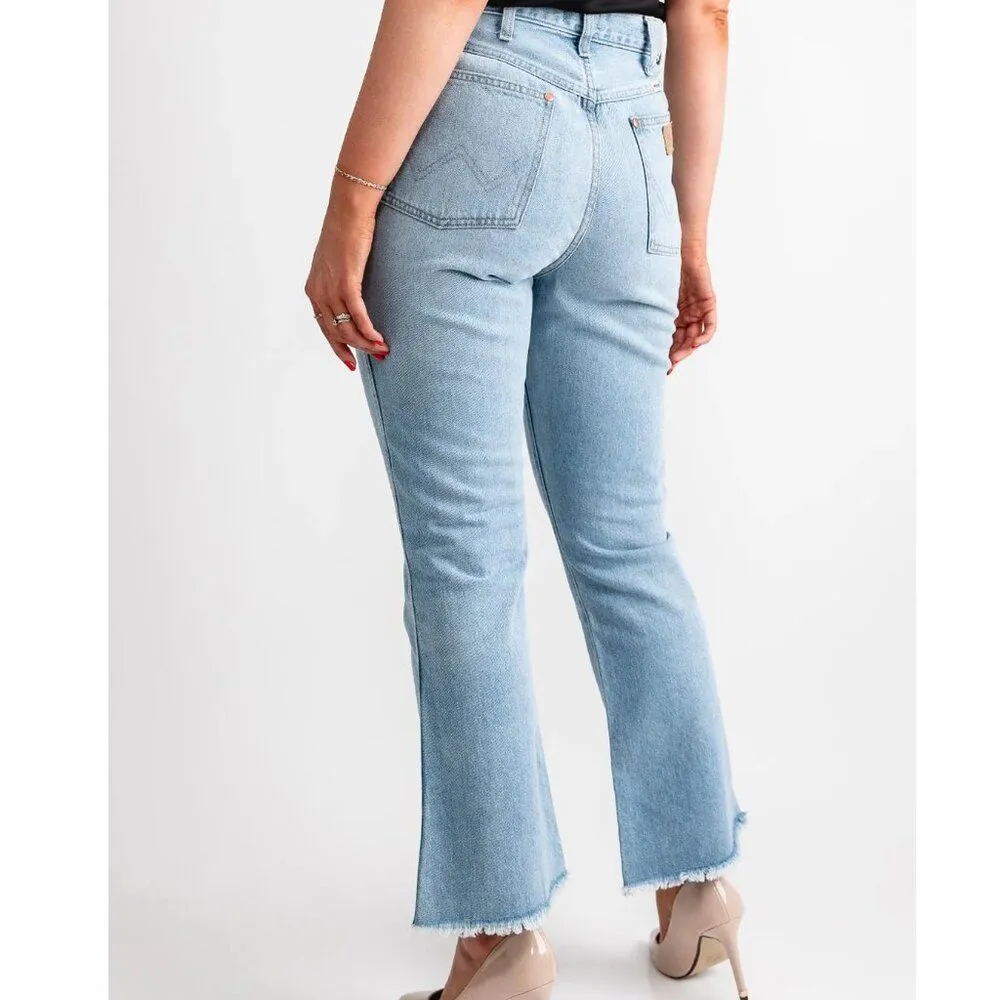 Wrangler Wrock 672 High Rise Kick Flare Jeans Light Wash Blue Cowgirl Size 30x28 - Image 2