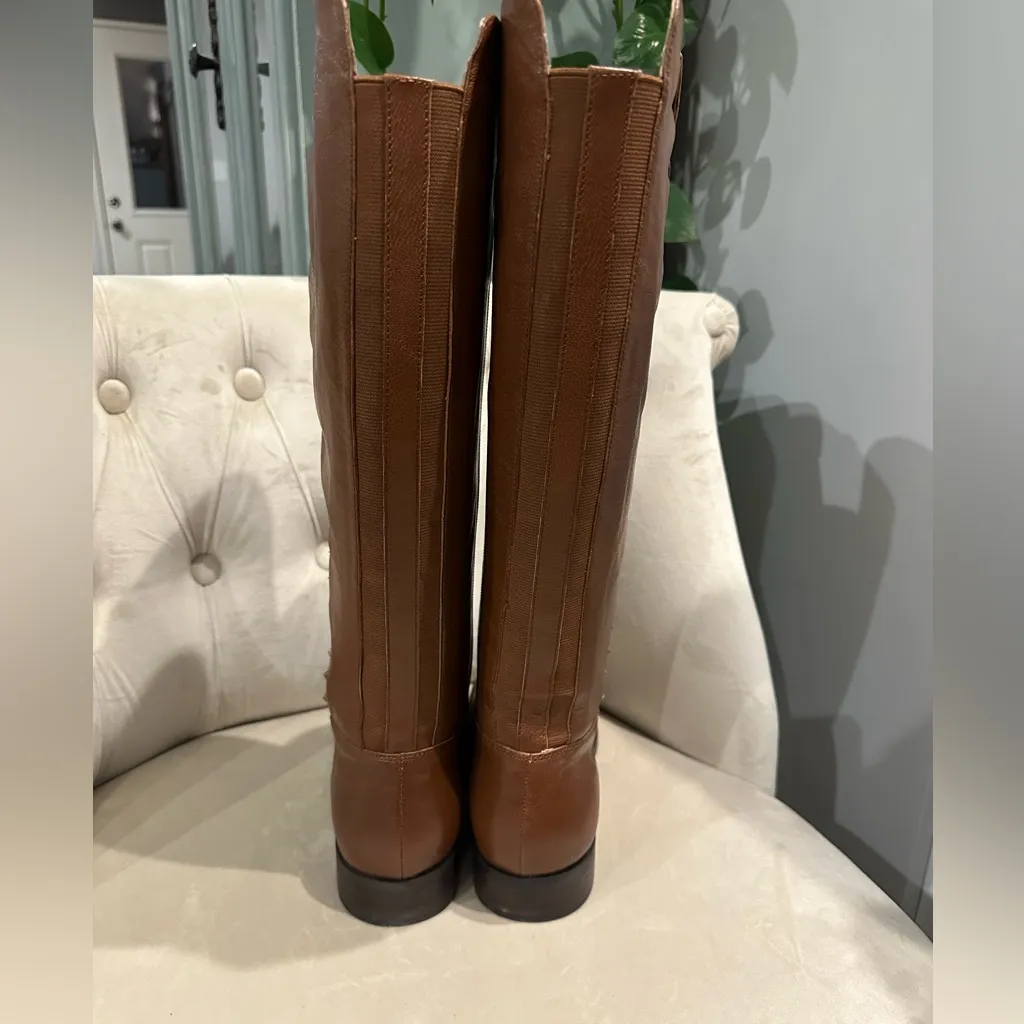 Mark Fisher Secrit studded zippered wide calf leather boots Color Cognac Size 9 - Image 7