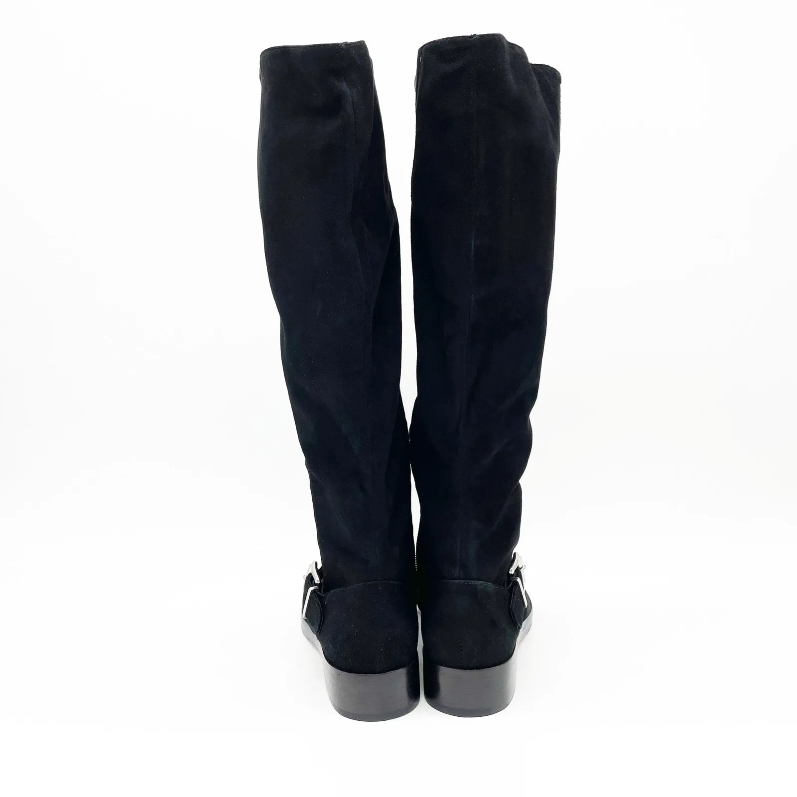 NEW Schutz Luidi Womens 7 Buckled Suede Leather‎ Knee Boot Black Side Zip - Image 4
