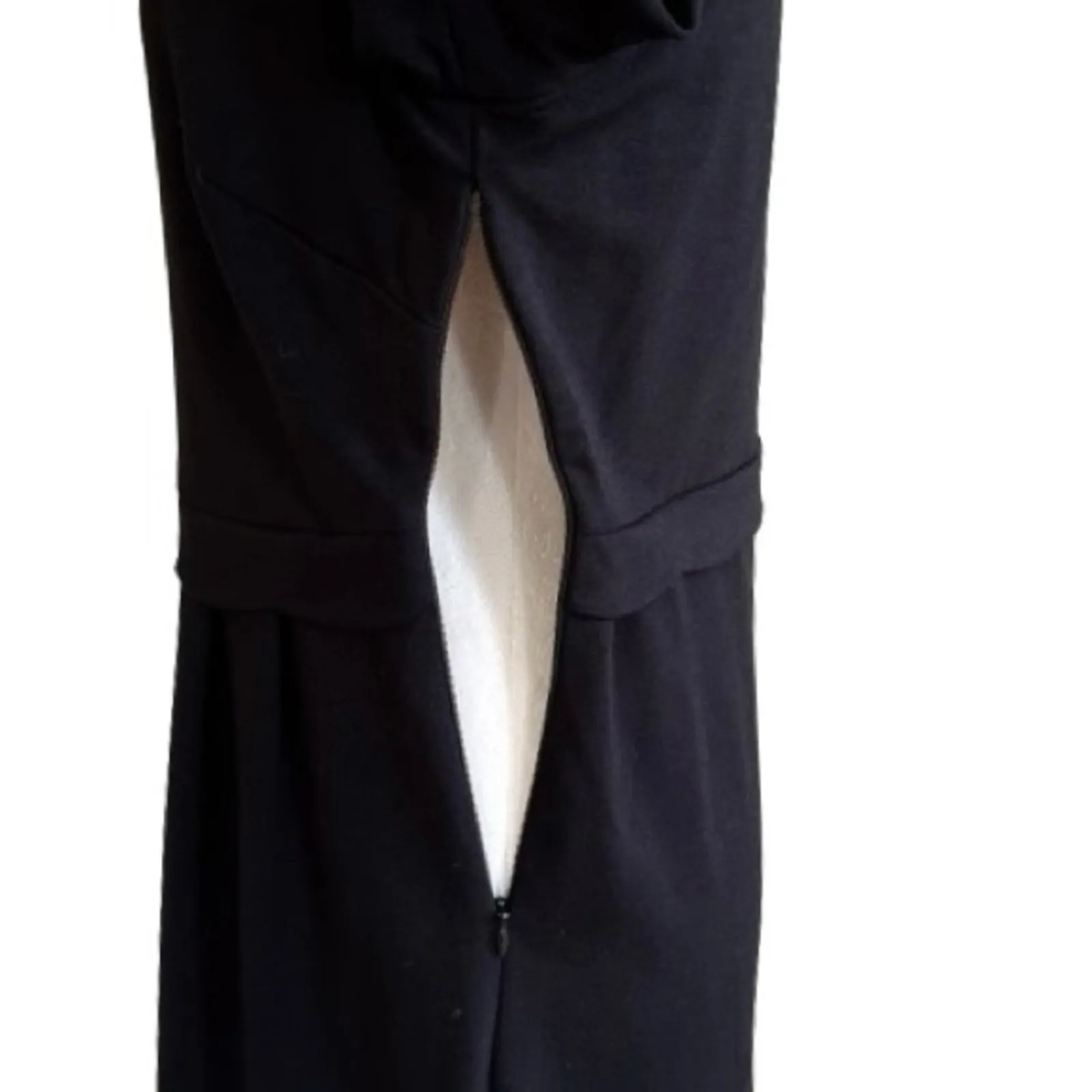 Tahari Dress LBD Black 3/4 Sleeve Scalloped Trim Stretch Sheath Dress Size 8 - Image 7