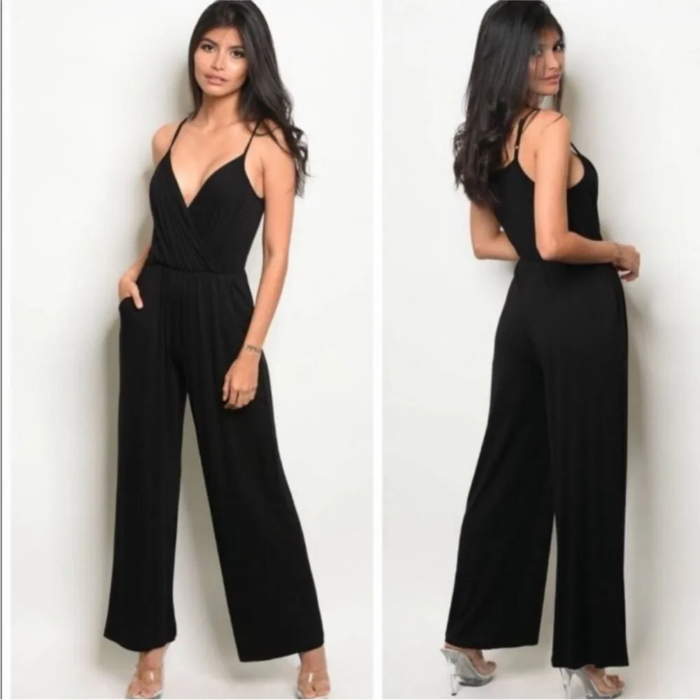Gilli Black Jumpsuit Plus Size 2X Soft Stretch Spaghetti Strap Classic - Image 10