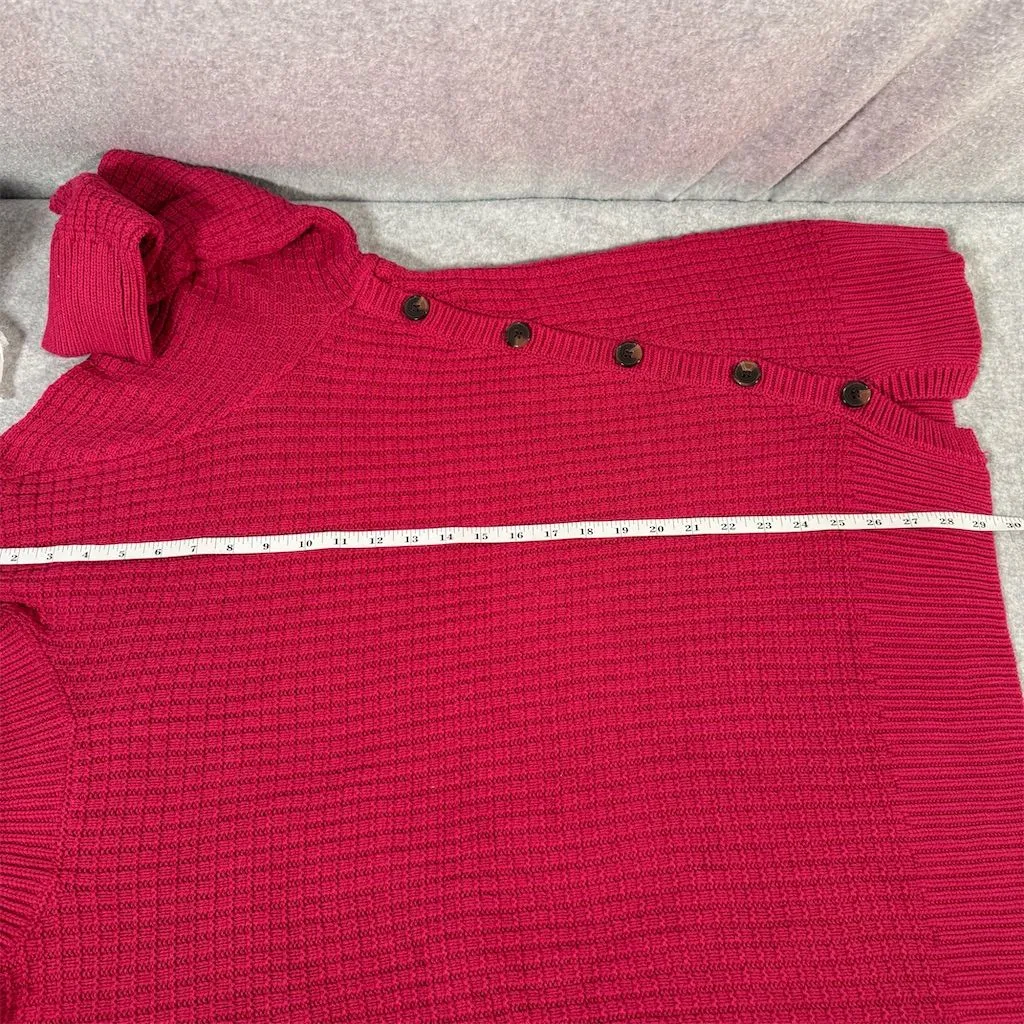 Woman Within Plus 4X Fuchsia Cable Knit Pullover Sweater Casual Asymmetric - Image 11