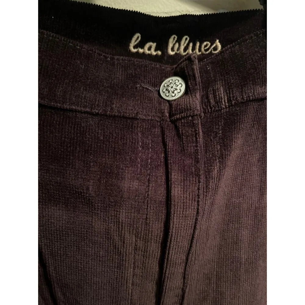 L.A. Blues Vintage Corduroy Pants Wilshire Wide Leg Stretch Chocolate Womens 24W - Image 3