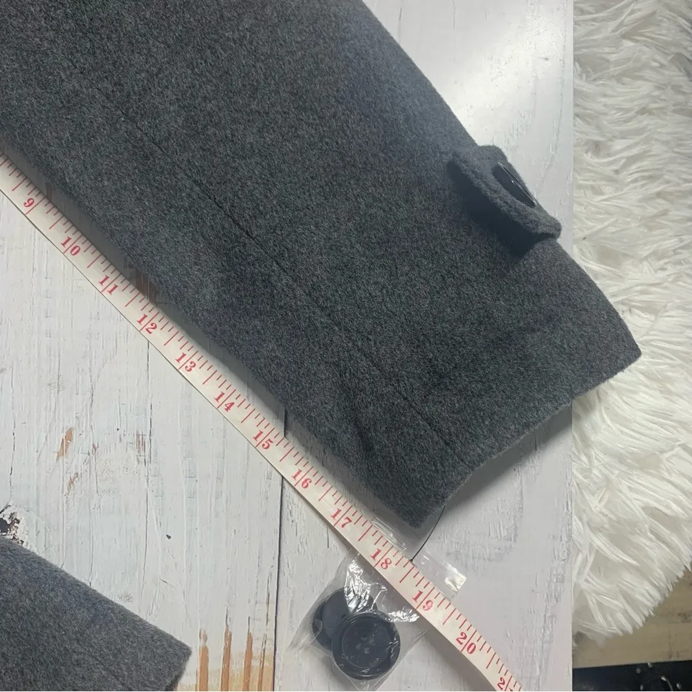 Sam Edelman Double Breasted Wool Blend Coat Lapel Charcoal Gray Size 12 - Image 8