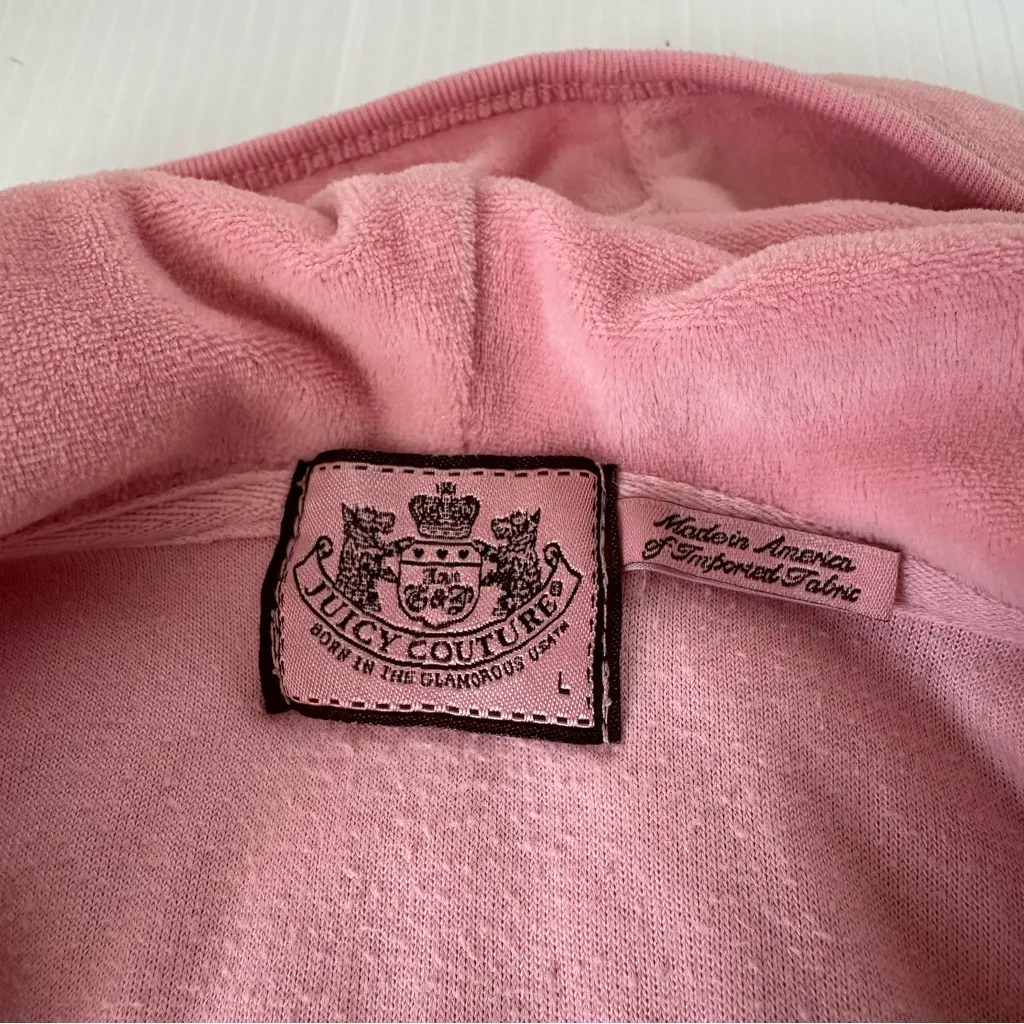 Juicy Couture Vintage Y2K Pink Velour Hoodie, L - Image 3