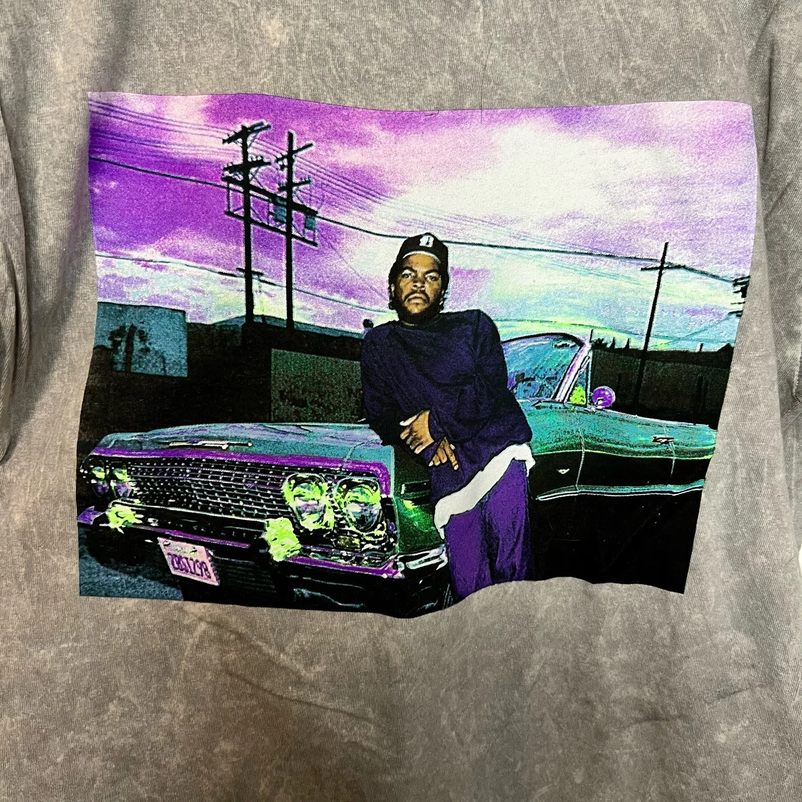 Ice Cube Grey Band Tee L Graphic Short Sleeve Licensed Casual Cotton Unisex Gray Size L - Image 2