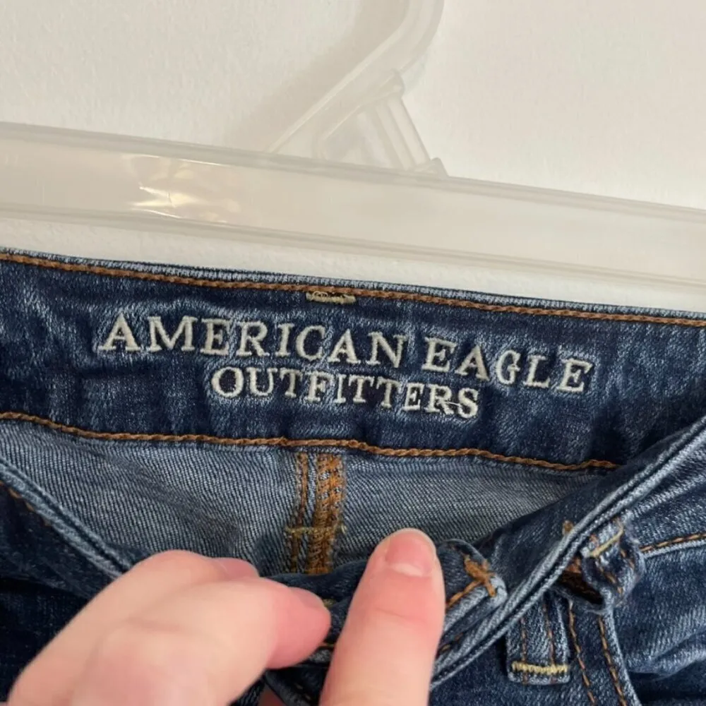 AMERICAN EAGLE AE Jegging Dark Wash Ripped Rips Distressed Jeggings Jeans 2 REG - Image 6