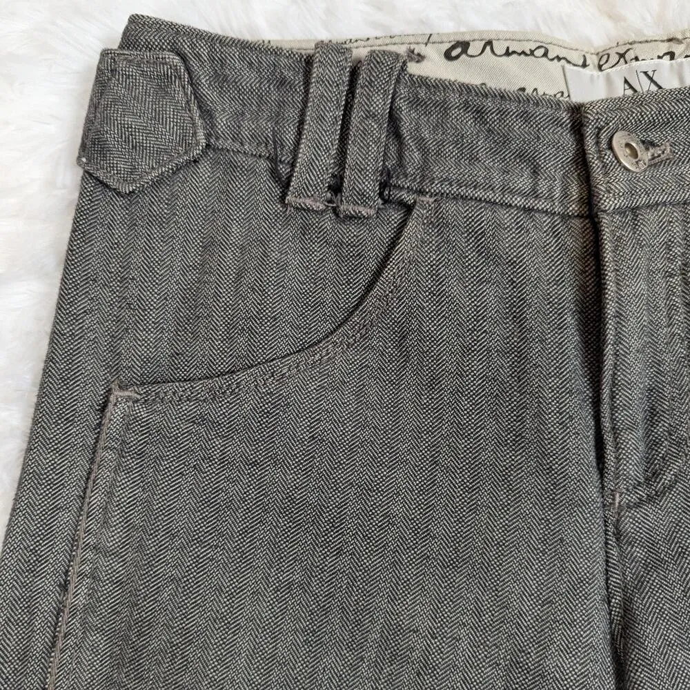 Y2K Armani Exchange Cotton Twill Cropped Pants Gray Size 2 - Image 5