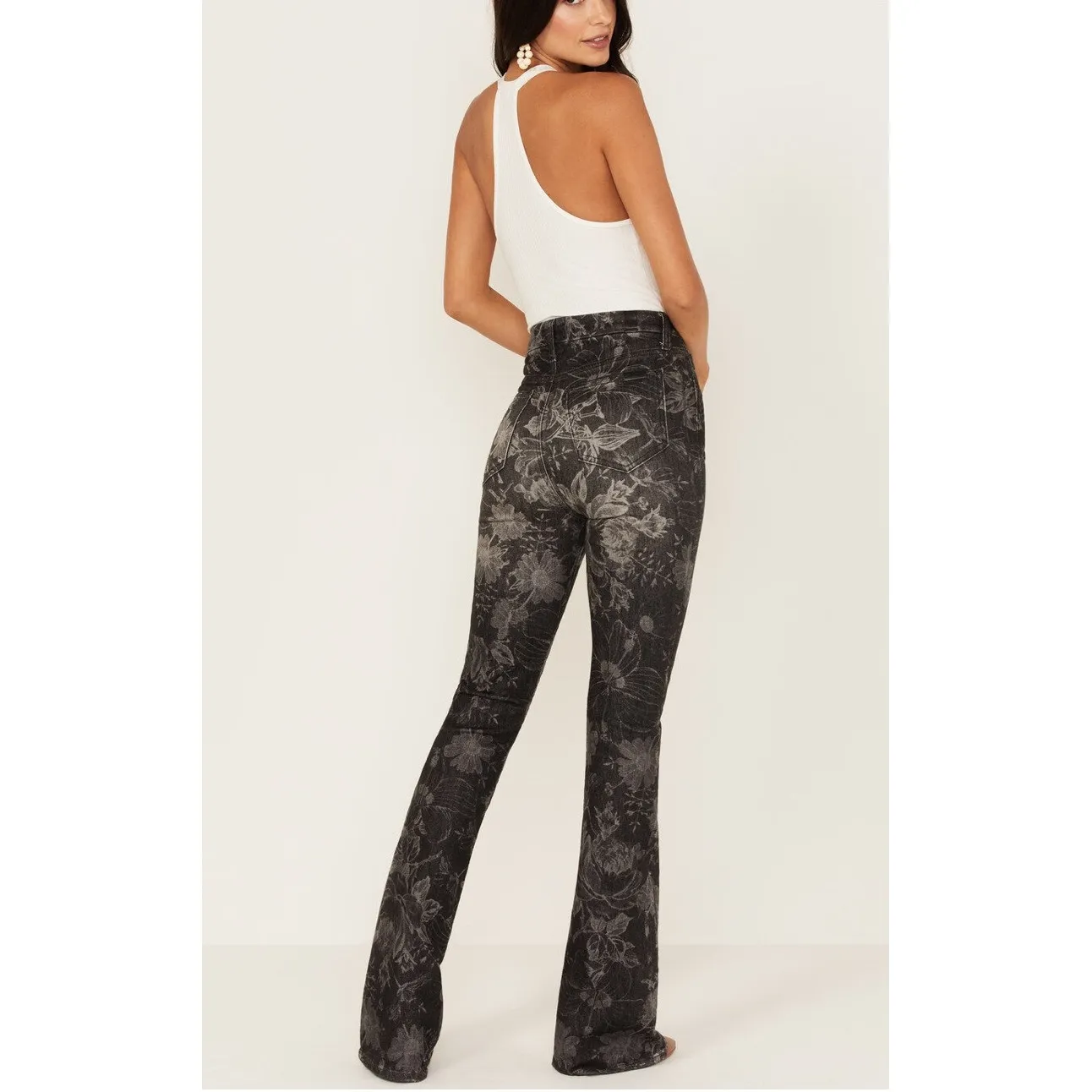 7 For All Mankind Womens The Ultra‎ High Rise Skinny Bootcut Floral Jeans Sz 27 - Image 4