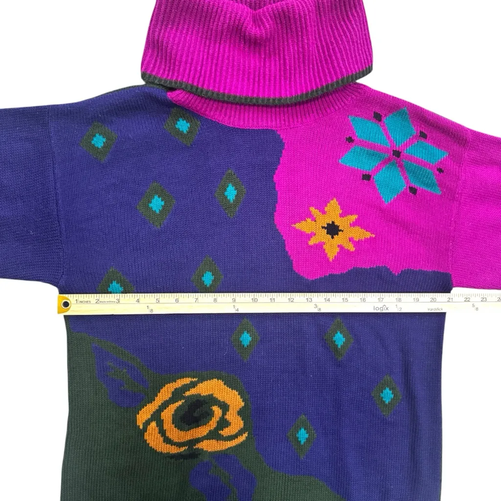 VTG Plain Jane by Sweet Baby Jane Purple, Pink and Green Knit Sweater Dress Sz M Size M - Image 7