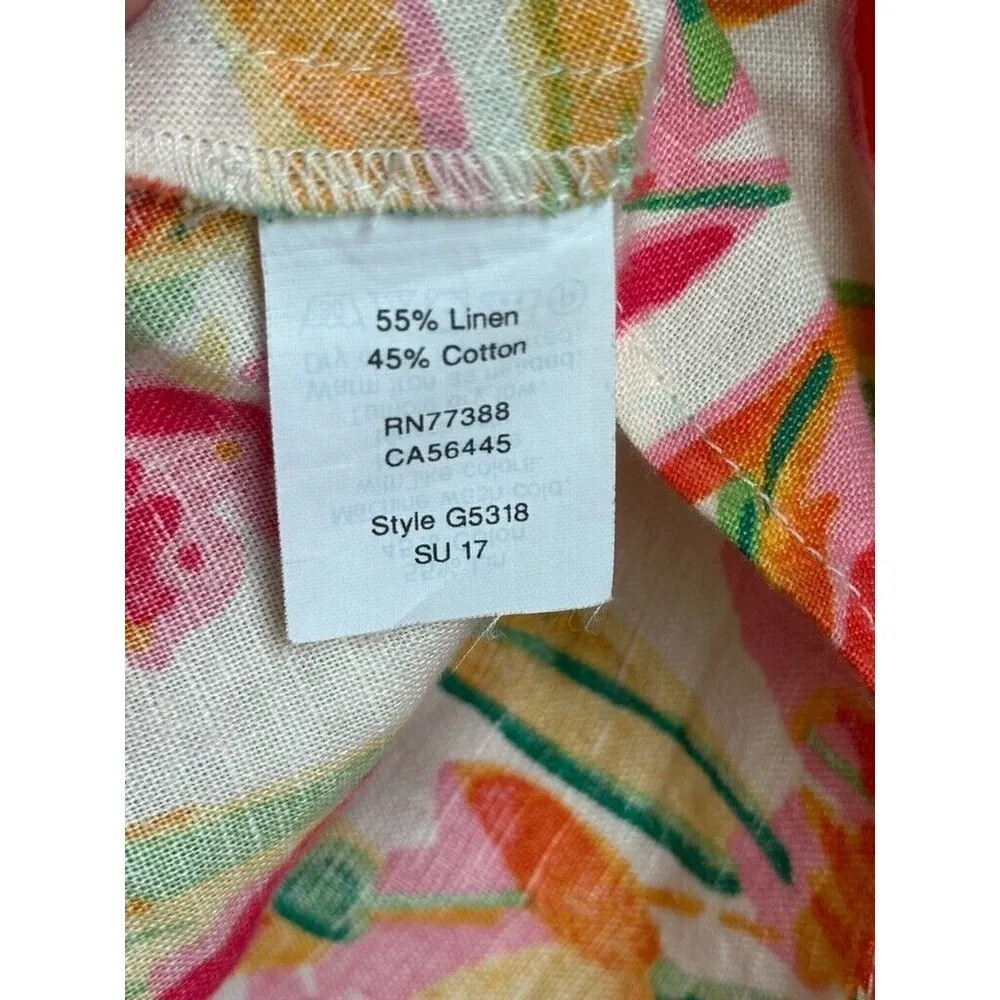 J Crew Womens Size 4 Floral Linen Blend Peplum Grandmacore Boho Top - Image 2