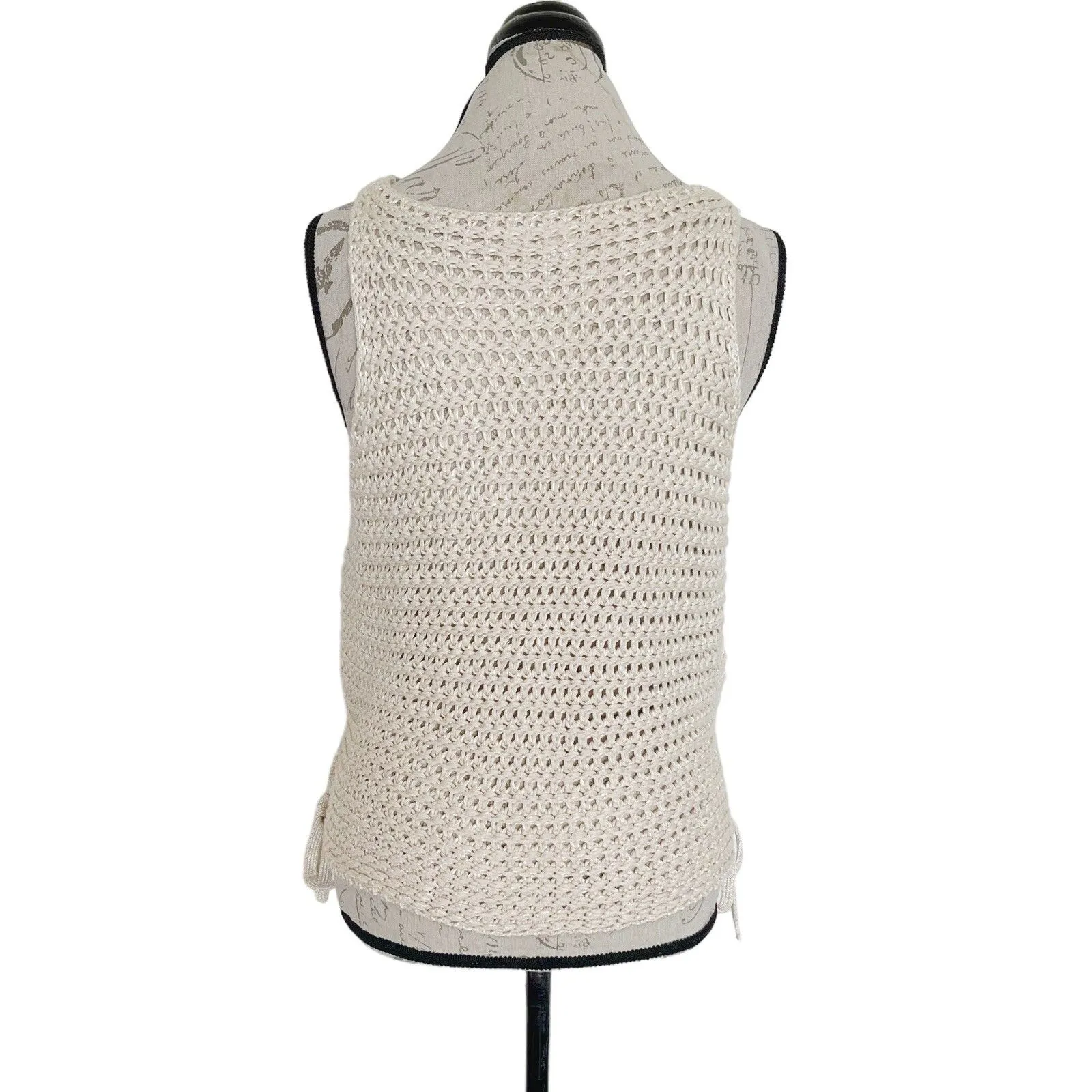 Gap Womens Sweater Tank Sz Small Crochet Beach Bohemian Boho Neutral Minimalist - Image 3
