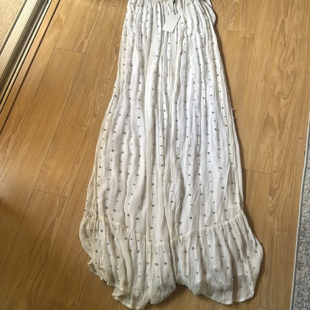 Retrofete | Zadie Embellished Silk Maxi Dress White - Image 9