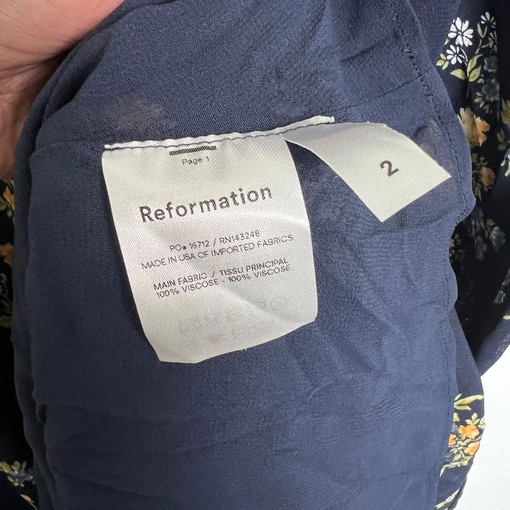 Reformation Blue Brook Vittoria Floral Midi Dress‎ size 2 - Image 10