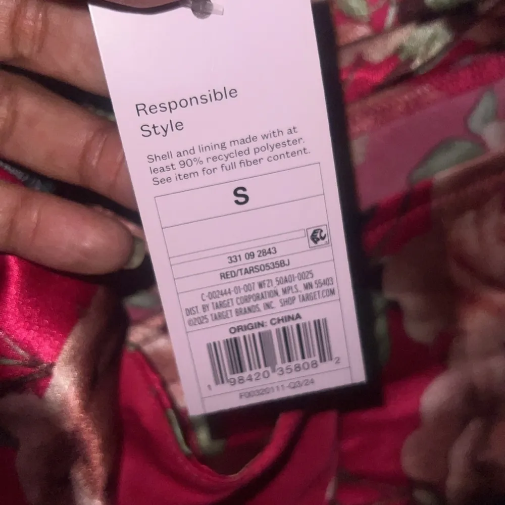 New Absolutely Gorgeous Cap Sleve Satin Maxi Bodycon Floral Pink Red Dress Small - Image 13