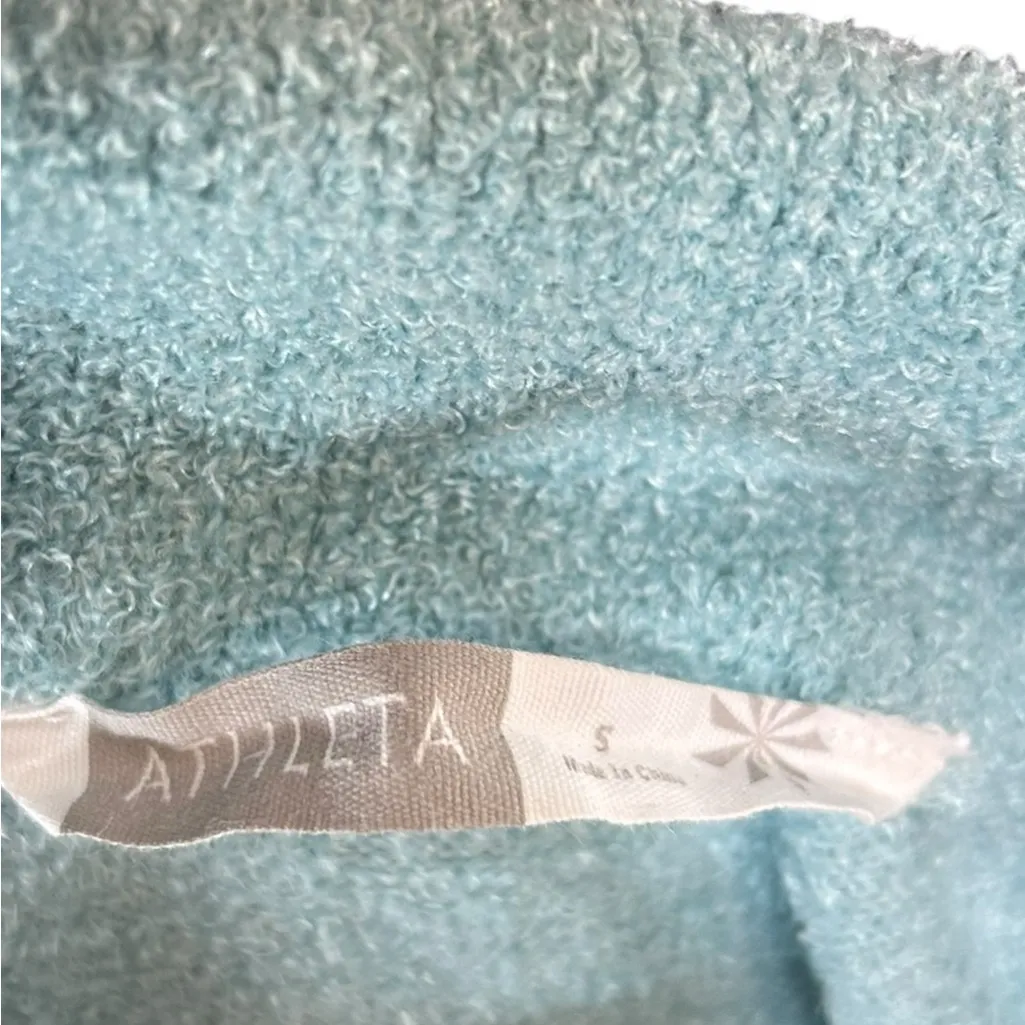 Athleta Women’s Baby Blue Teddy Cozy Baby Blue Quarter Zip Long Sleeve Top Small - Image 4